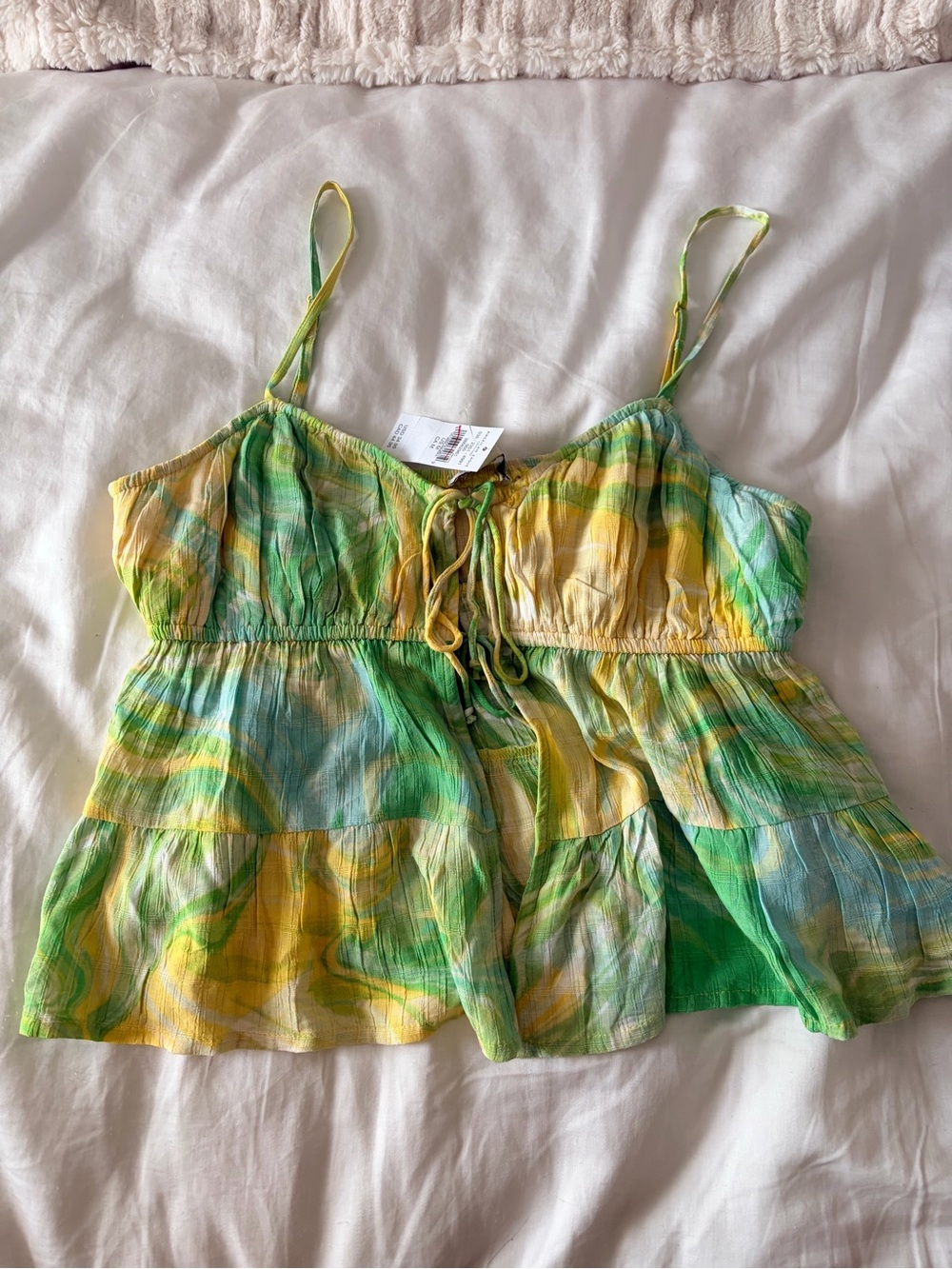 American Eagle Tiered Tie Front Cami - Picture 2 of 5